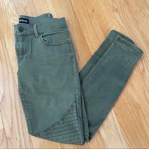 Express Green Moto Mid Rise Jeggings